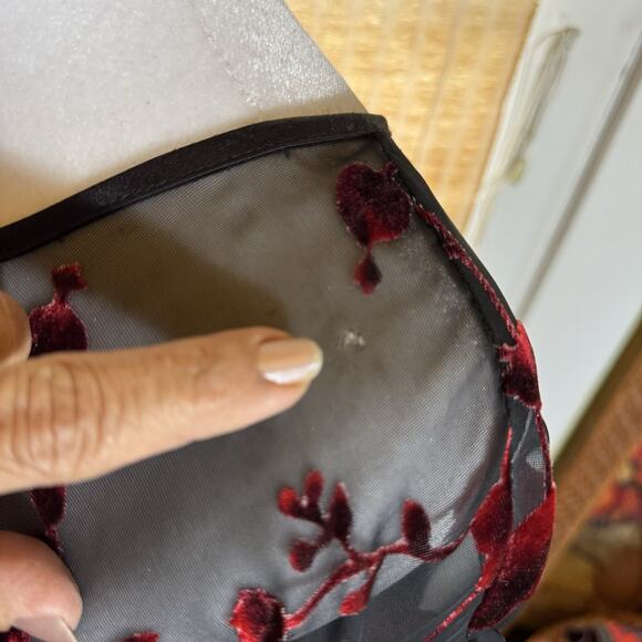 VTG Whimsigoth Velvet Burnout Kimono Sz 22 Floral Fairy Grunge Sheer Open Front - Picture 9 of 13